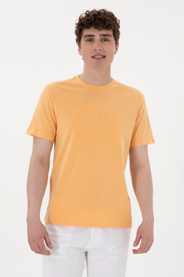Men's Regular Fit Crew Neck Orange T-Shirt
