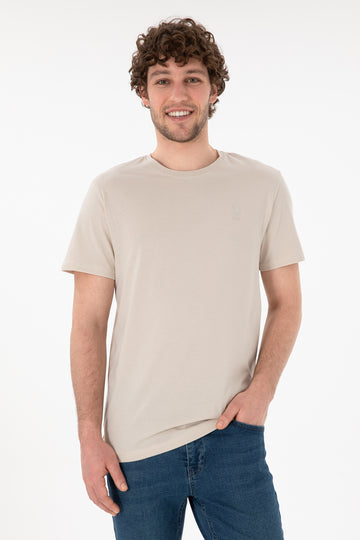 Men's Regular Fit Crew Neck Stone Basic T-Shirt