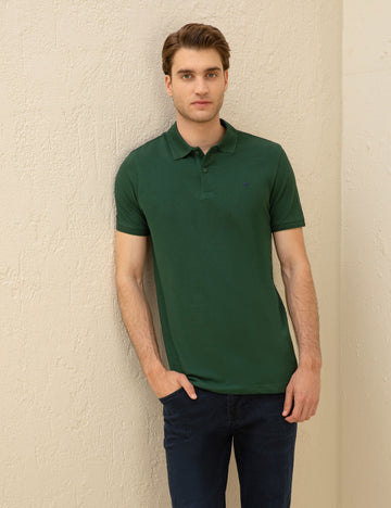 Dark Green Slim Fit Basic T-Shirt
