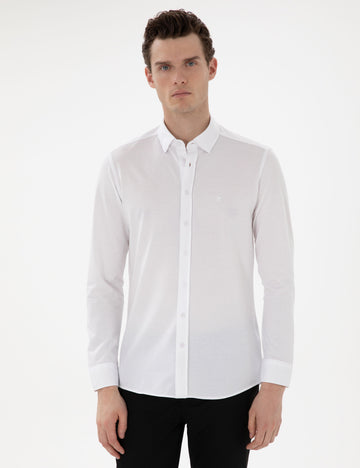 White Slim Fit Long Sleeve Shirt