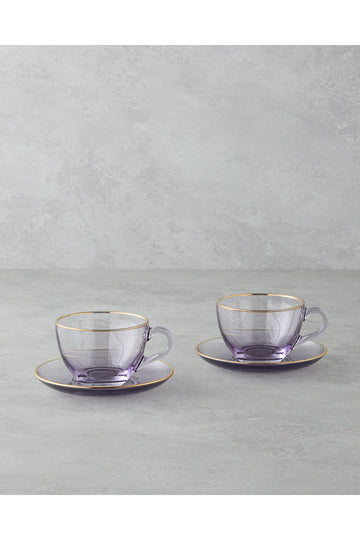 Blaze Glass 4 Pieces 2 Seater Cup Set 240 ml Purple