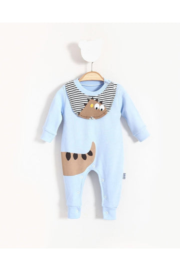 Dinosaur Image and Apron Detailed Baby Jumpsuit