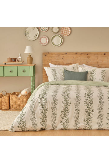 100% Cotton Ranforce Julia Double Bed Linen Set Green (200x220 cm)