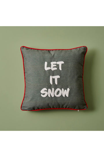 Jolly New Year Let It Snow Punch Cushion Green (43x43 cm)