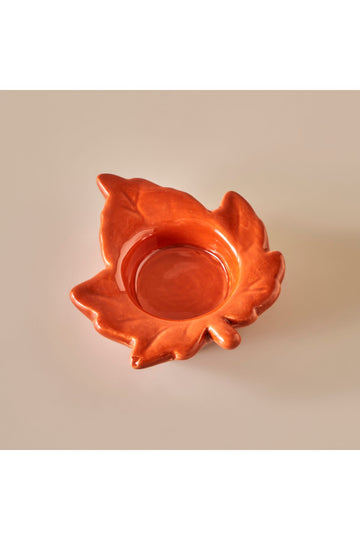 Leaf Candle Holder Red (9x8x3 cm)