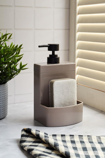 Barton Taupe Kitchen Liquid Soap Dispenser Acrylic with Sponge