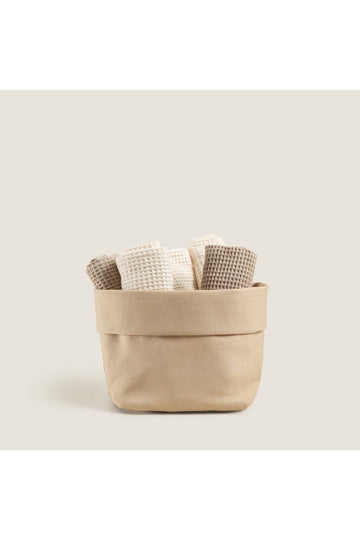 Grid Natural 6 Pcs Hand Towel Set Natural