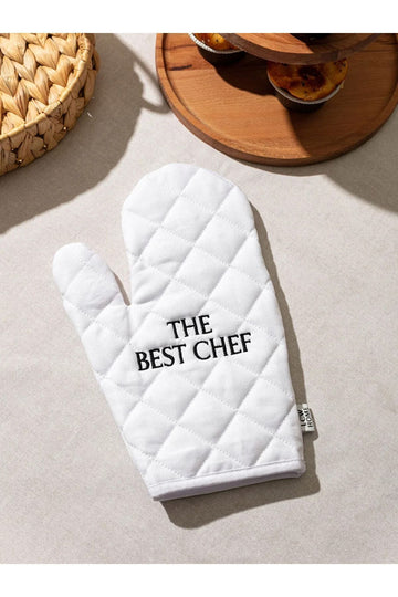 Baking Gloves White Letter Embroidered Cotton
