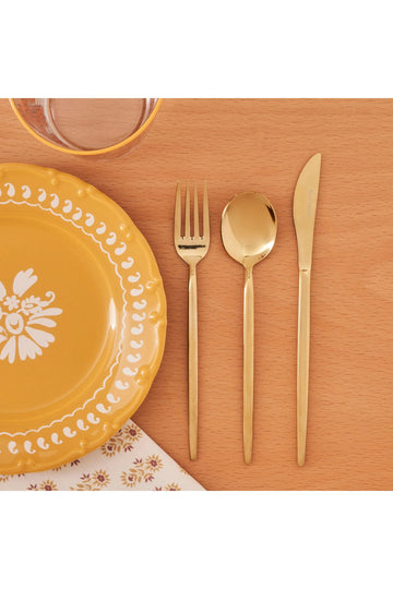 Siena 18 Pieces 6 Seater Dessert Fork Spoons Knife Set Gold