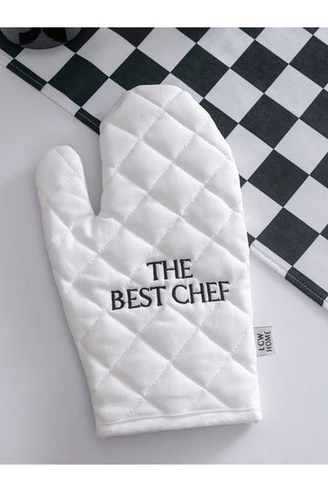 Embroidery Detailed Gabardine Oven Glove 18x30 Cm