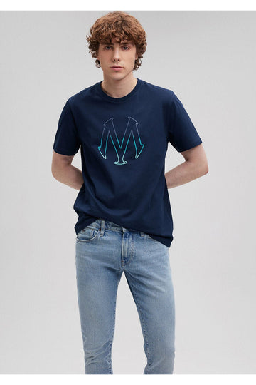 Logo Printed Navy T-Shirt Regular Fit/Regular Fit 0610635-70490 - L - Navy blue - 307799365-L