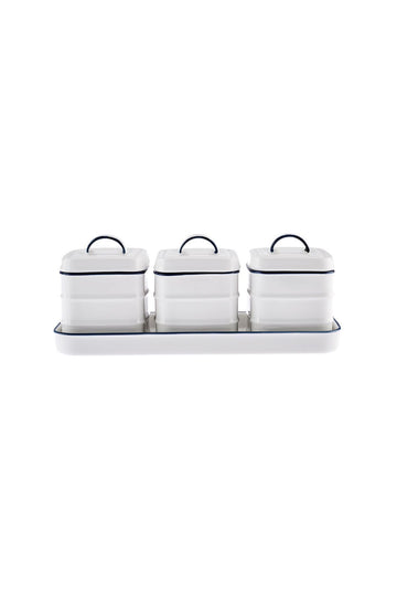 Deny Line 3-Piece Condiment Set with Stand Silicone Lid