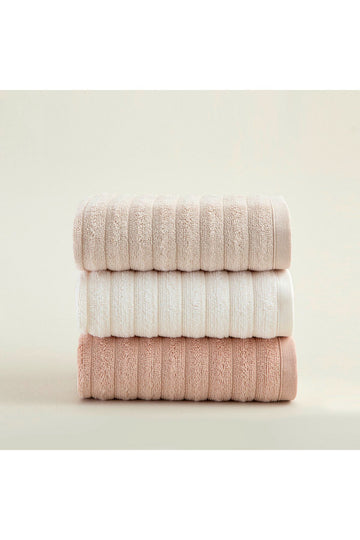 Waved 3pcs Hand Towel 30x50 cm Ecr/Beige