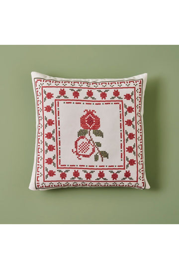 Jolly New Year Pomegranate Printed Cushion White (43x43 cm)