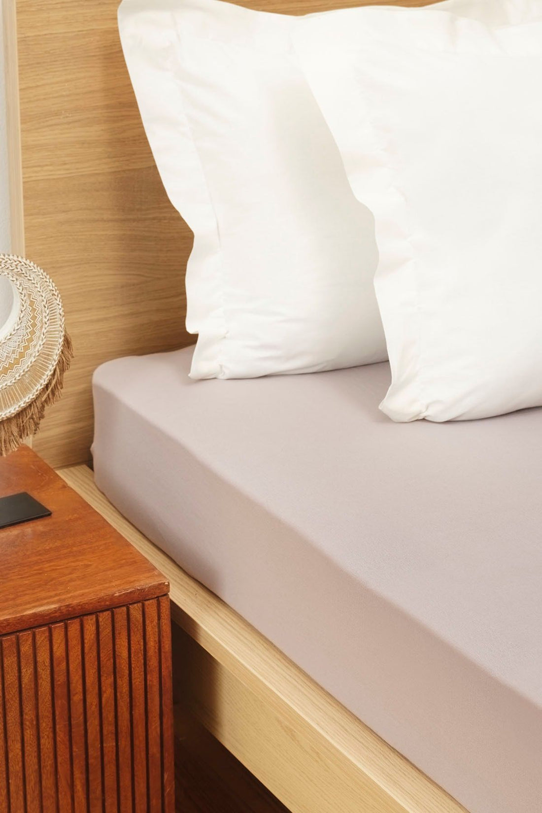 Combed Fitted Bed Sheet Single Size Beige 100x200+30 Cm