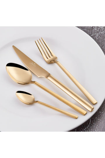 1800 24 Piece 6 Person Titanium Gold Dessert Fork Spoons Knife Set