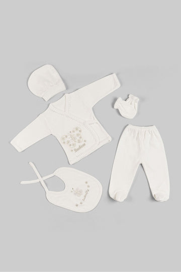 Butterfly Embroidered Newborn Clothes 5 Li Hospital Outlet Set Zipper Set (BOXED)
