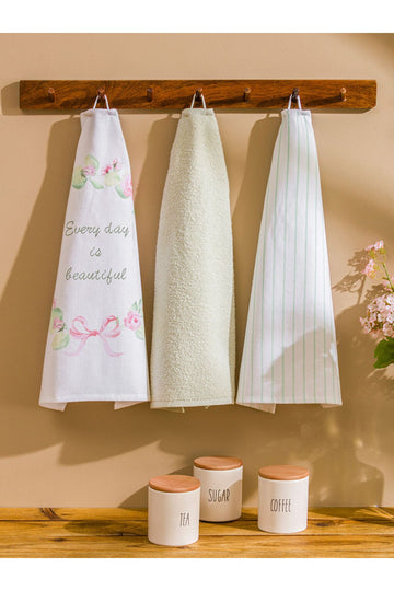 Pink Bow Embroidered Drying Cloth 3 Pcs 40x50 Cm