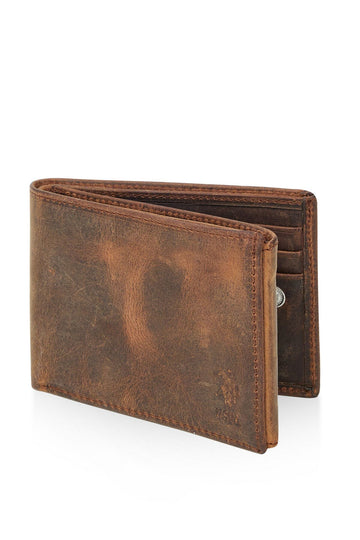 U.S Polo Assn. 23763-23764-23766-23767-23769 Genuine Leather Men's Side Wallet Card Holder BROWN
