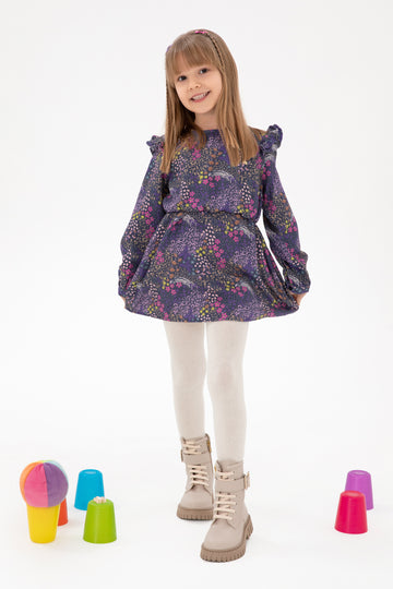 Girls' Navy Blue Knitted Dress