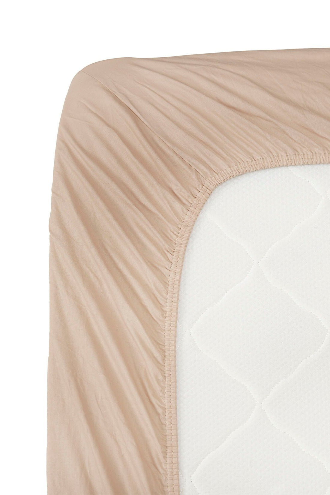 Combed Fitted Bed Sheet Single Size Beige 100x200+30 Cm