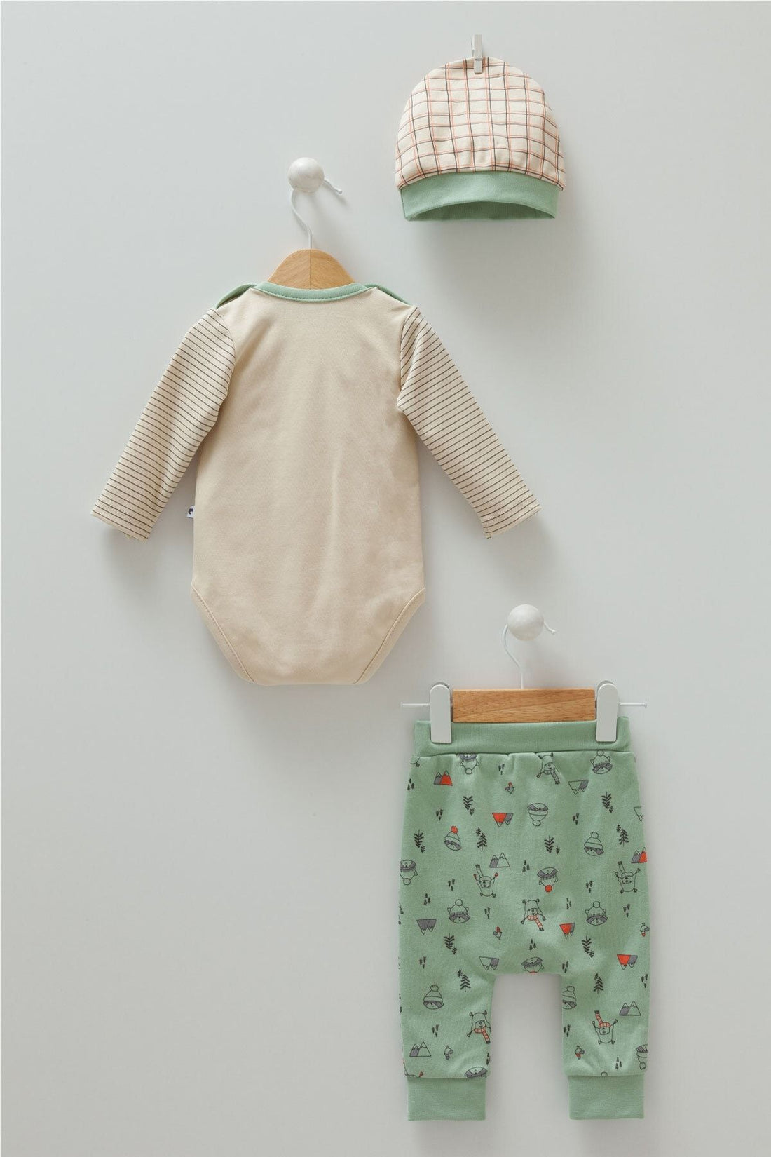 100% Cotton New Season Men's Body-Pants-Hat 3-Piece Baby Set + Handkerchief (baby Set)