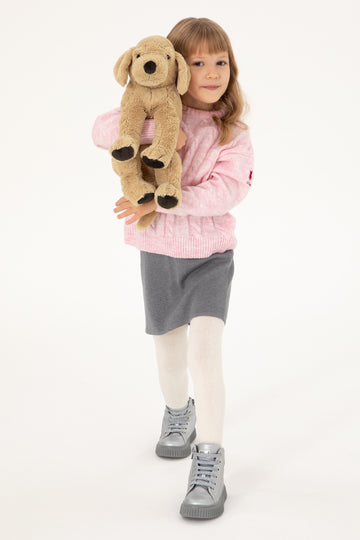 Girls' Grey Melange Knitwear Skirt