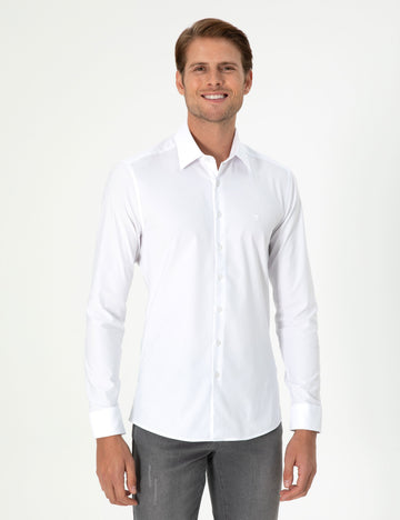White Ex. Slim Fit Long Sleeve Shirt