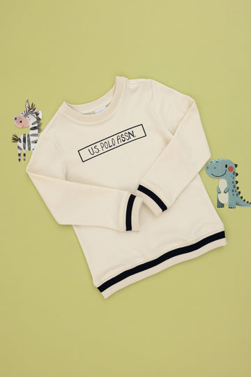 Boy's Cream Crew Neck Sweatshirt