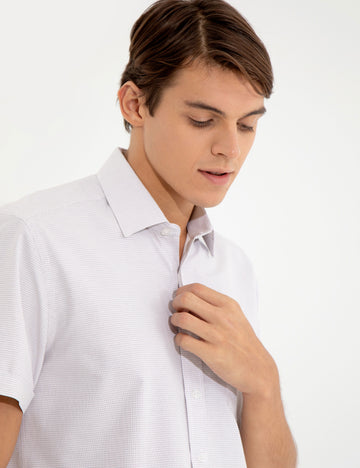 Beige Regular Fit Short Sleeve Shirt