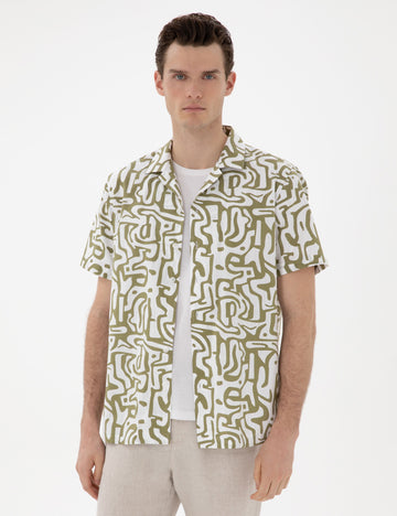 Khaki Comfort Fit Short Sleeve Shirt