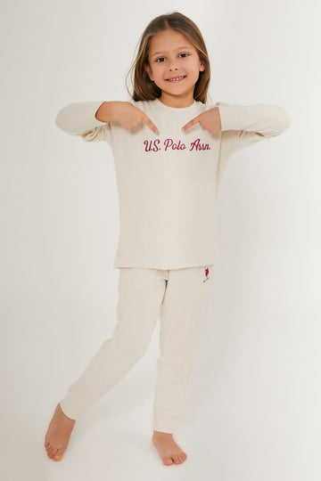 Girls' Cream Pajamas Set