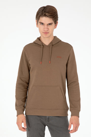 Men's Hooded Khaki Basic Charcoal Sweatshirt