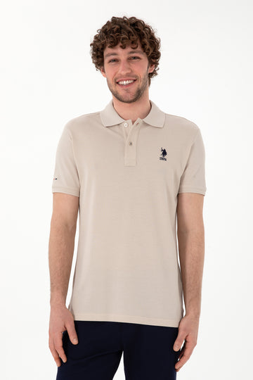 Men's Slim Fit Polo Neck Stone Basic T-Shirt