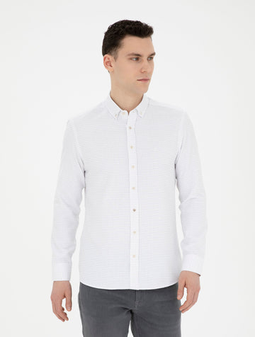 Beige Slim Fit Long Sleeve Shirt