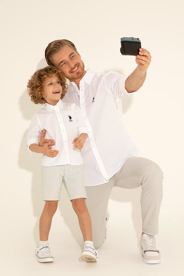 Boy's White Long Sleeve Shirt