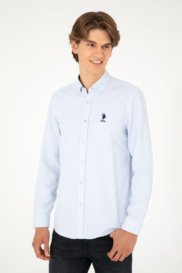 Men's Light Blue Long Sleeve Basic Shirt