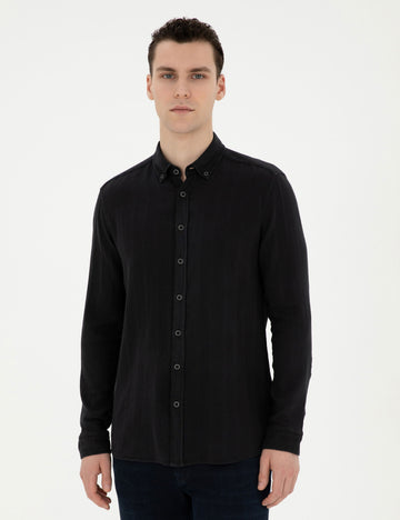 Black Regular Fit Long Sleeve Shirt