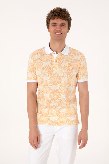 Men's Regular Fit Polo Neck Orange T-Shirt