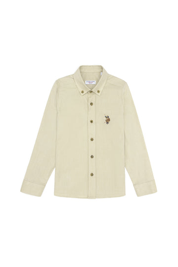 Boys' Dark Khaki Long Sleeve Basic Shirt
