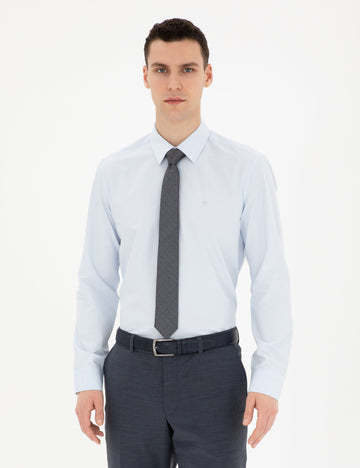 Light Blue Slim Fit Long Sleeve Basic Shirt