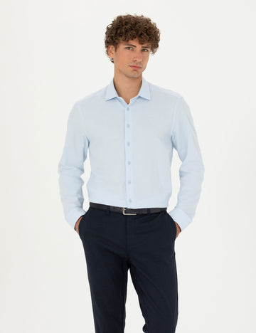 Light Blue Slim Fit Long Sleeve Shirt