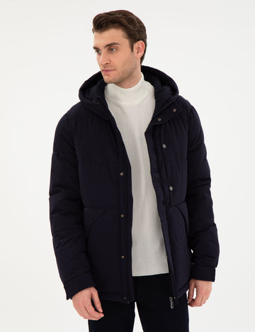 Navy Regular Fit Coat