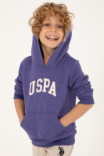 Boy's Purple Basic Hooded Sweatshirt