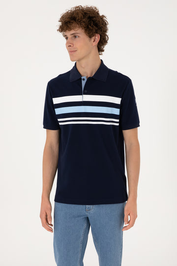 Men's Regular Fit Polo Neck Navy T-Shirt
