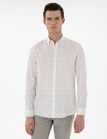 Khaki Slim Fit Long Sleeve Shirt