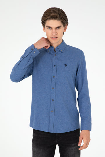 Men's Indigo Long Sleeve Basic Shirt
