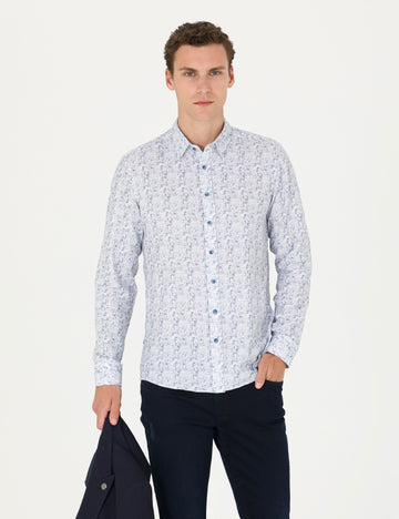 Blue Slim Fit Long Sleeve Shirt