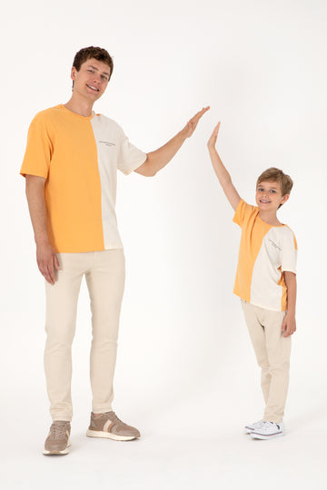 Men's Comfort Fit Crew Neck Orange T-Shirt