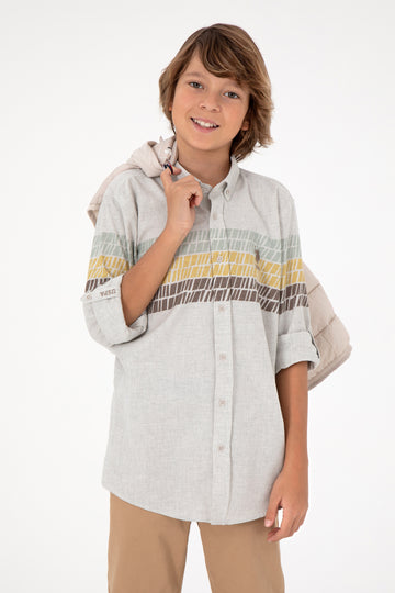 Boy's Ecru Long Sleeve Shirt